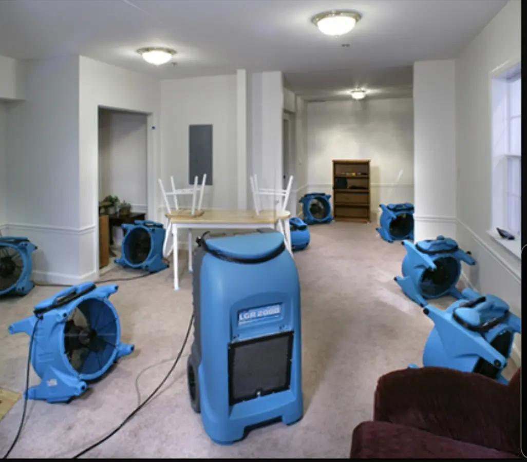 Air movers and dehumidifier setup for Water Extraction & Removal in Lone Tree